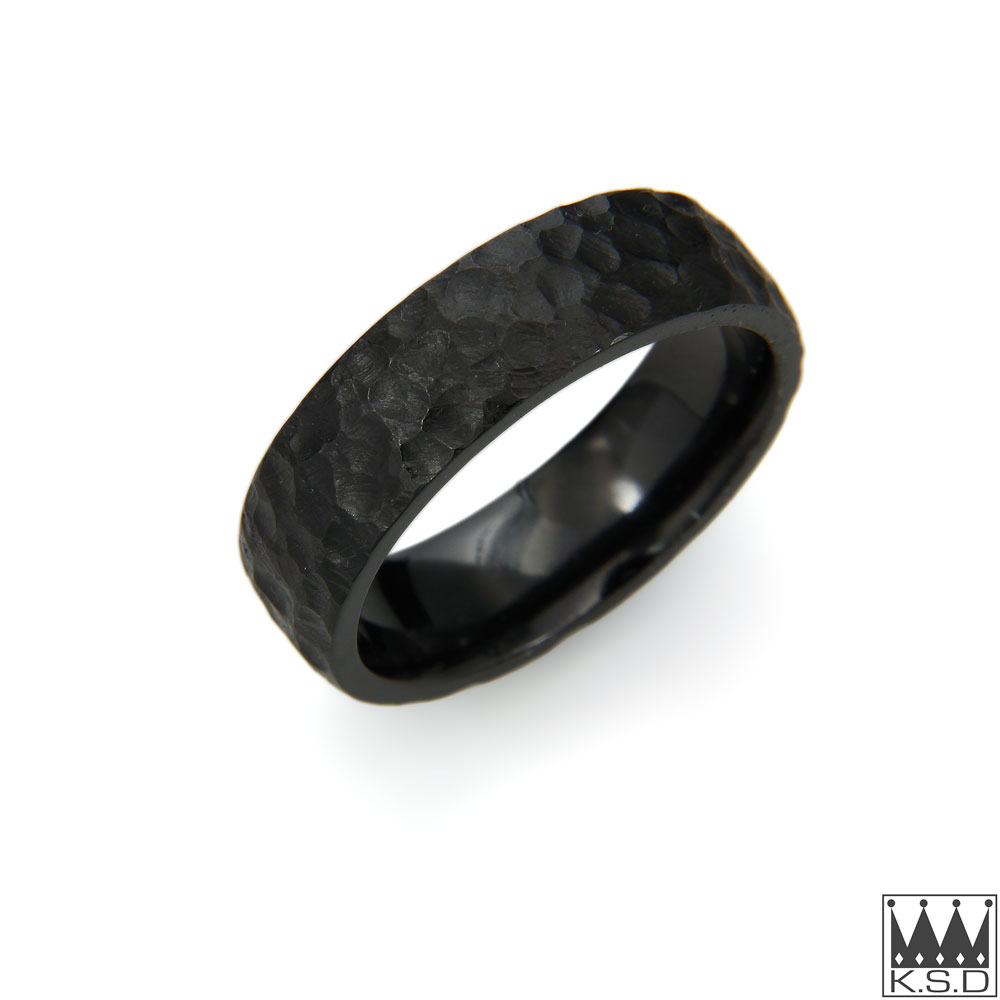 Black Zirconium Grooved Finish Ring