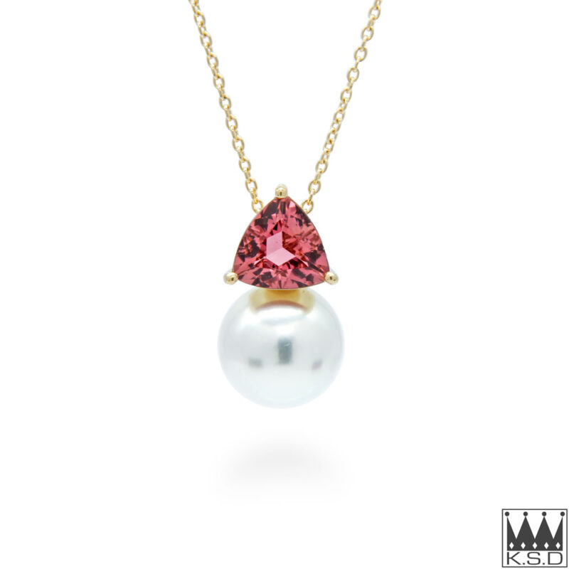 South Sea Pearl and Pink Tourmaline Pendant