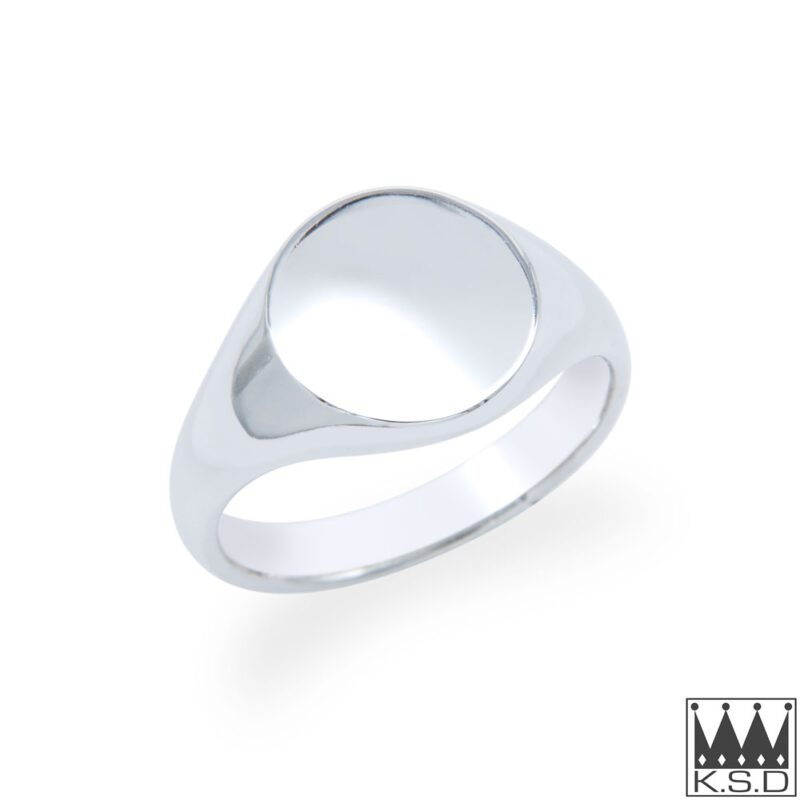 White Gold Round Signet Ring