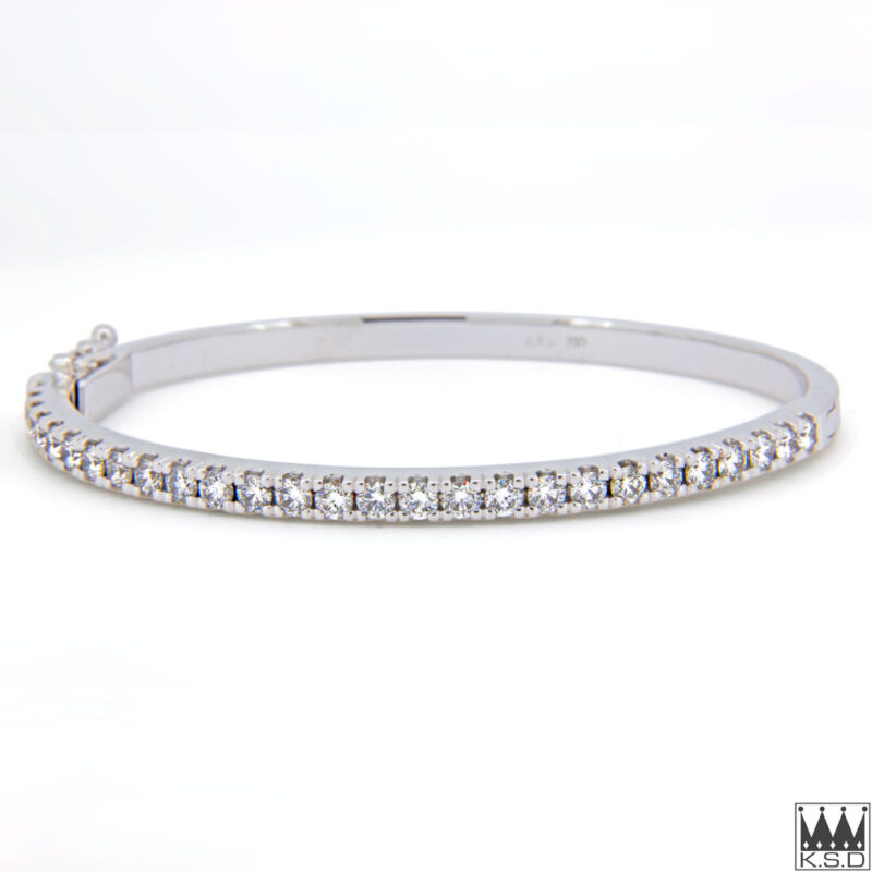 Hinged Diamond White Gold Bangle