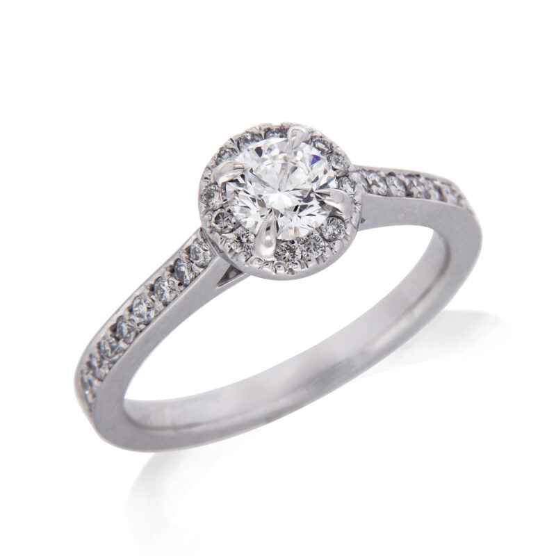 Single Halo Diamond Set Engagement Ring