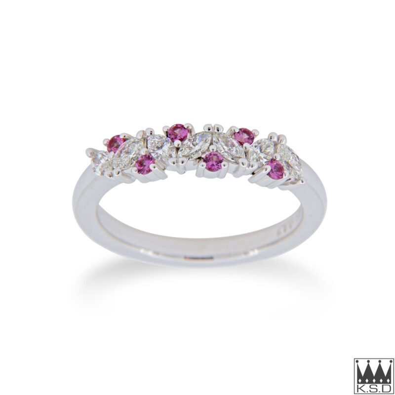 Pink Sapphire and Diamond Ring