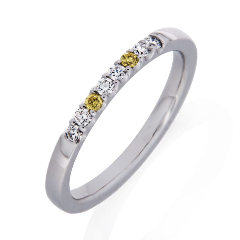 Yellow and White Diamond Ring