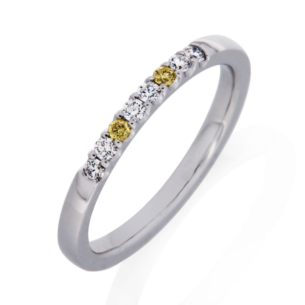 Yellow and White Diamond Ring