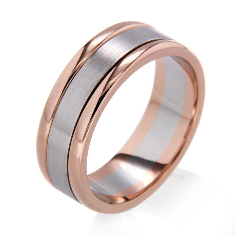 Rose and White Gold Gents Wedding Ring
