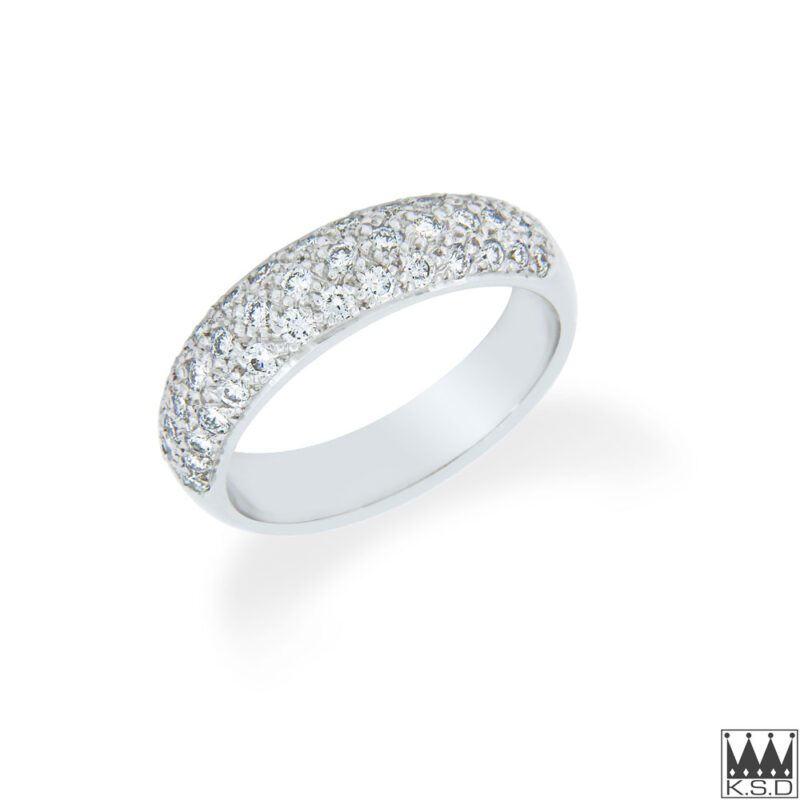 Three Row Diamond and Gold Ring