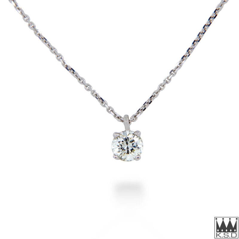 18ct White gold diamond pendant and chain