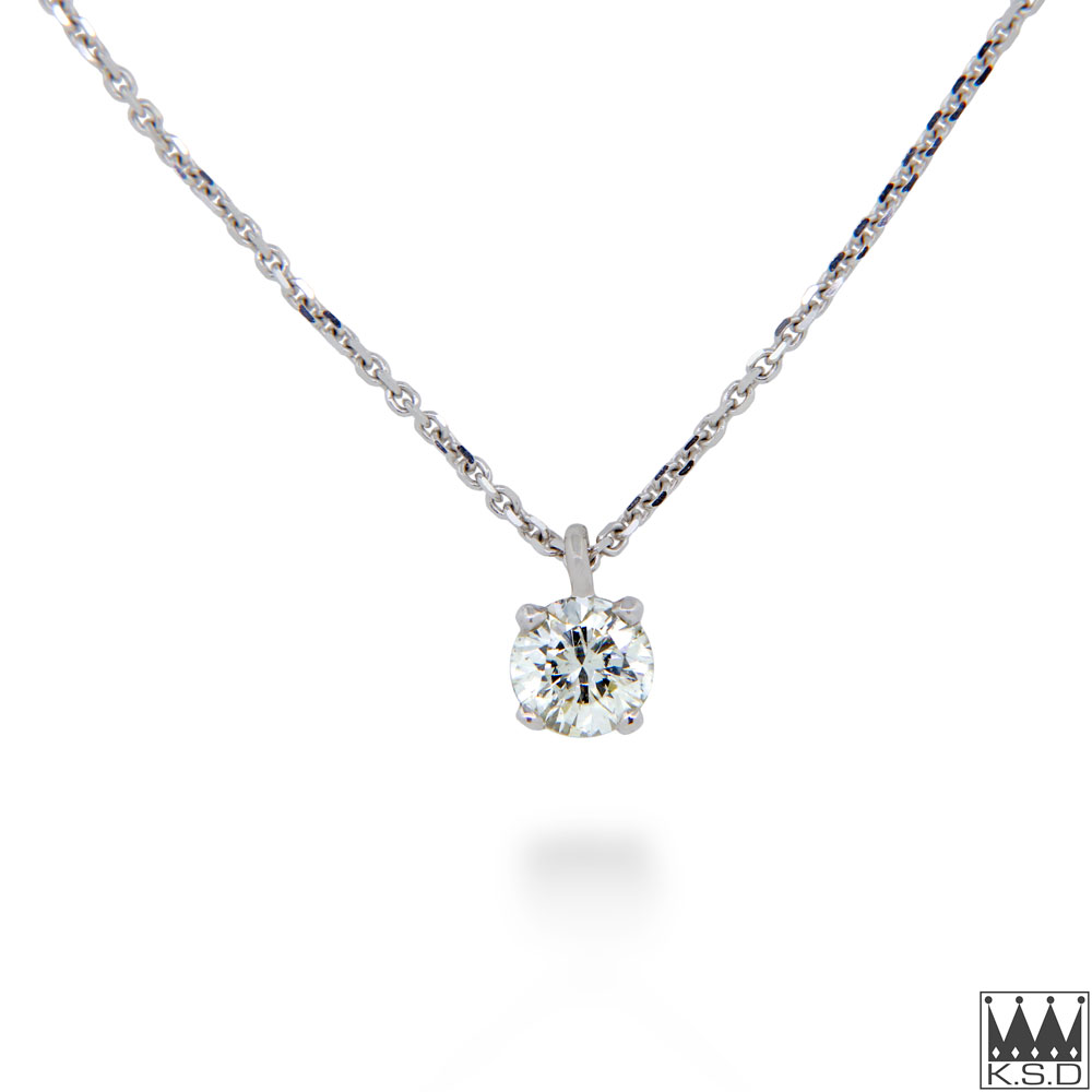 18ct White gold diamond pendant and chain