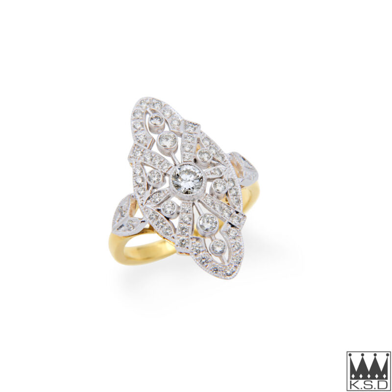 Art Deco Diamond & Milgrain Ring