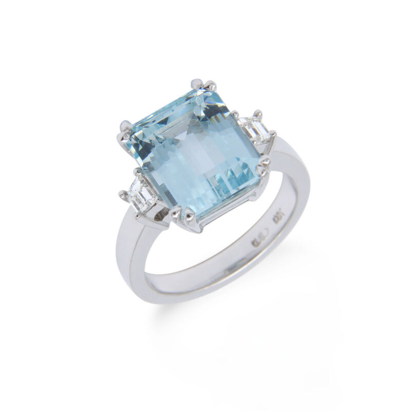 Aquamarine and Diamond Ring