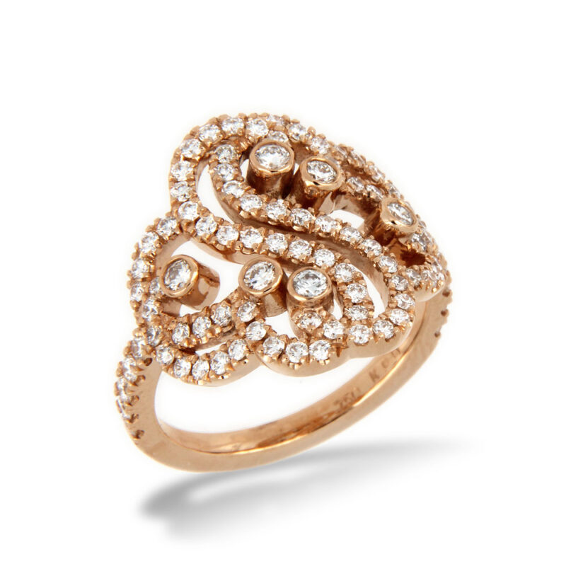 Diamond Set Art Deco Rose Gold Ring
