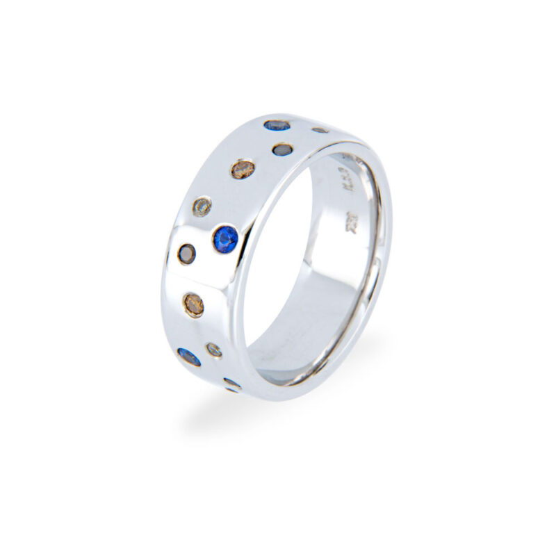 Diamond and Sapphire Pressure Set Gold Ring