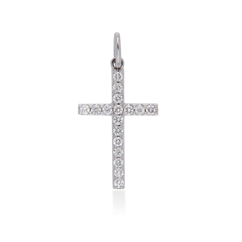 18ct white gold diamond cross necklace