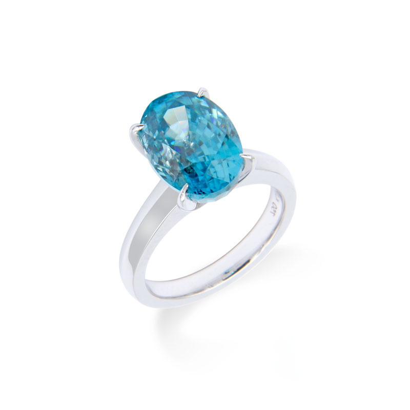 Blue Zircon White Gold Ring
