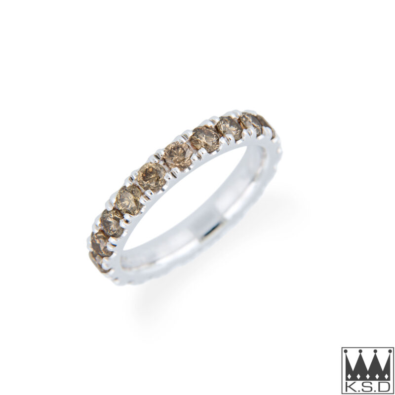 Champagne Diamond Eternity White Gold Ring