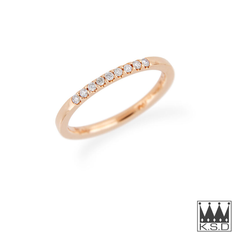 Shared Claw Set Diamond Rose Gold Ring