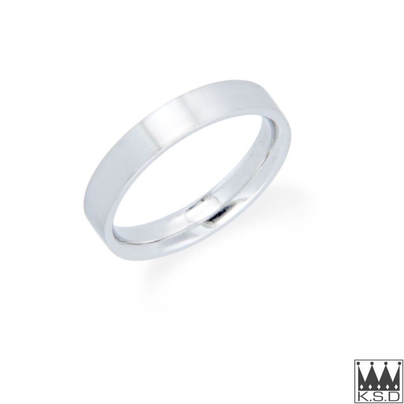 Platinum 4mm Wide Brush Finish Ring