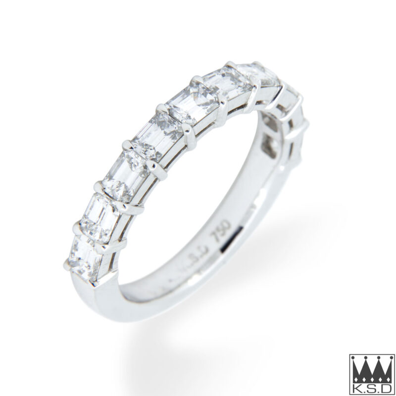 Emerald Cut Diamond Gold Half Eternity Ring