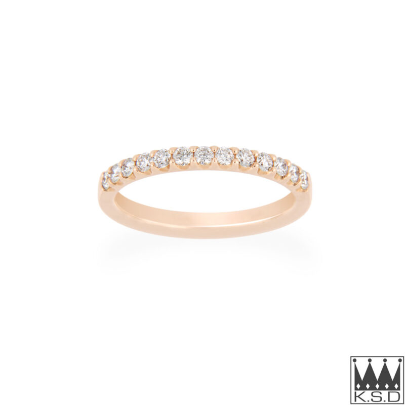 Half Eternity Shared Claw Diamond Set Rose Gold Ring