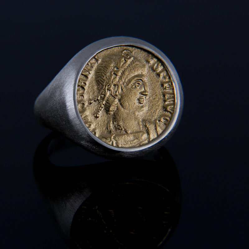Vintage Gold Coin and Silver Signet Ring