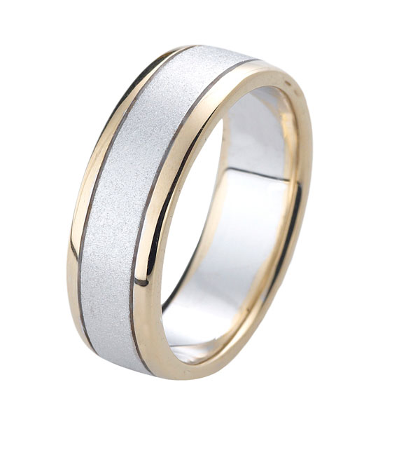 White and Yellow Gold Wide Ring