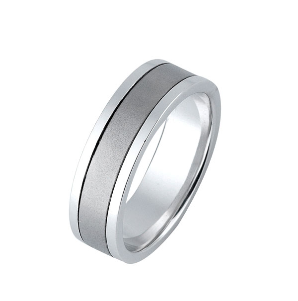 White Gold Matte and Polished Finish Wide Ring