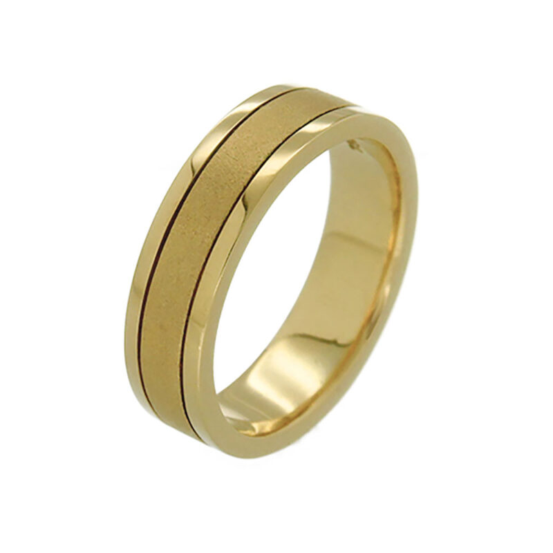 Yellow Gold Matte and Polished Finish Wide Ring