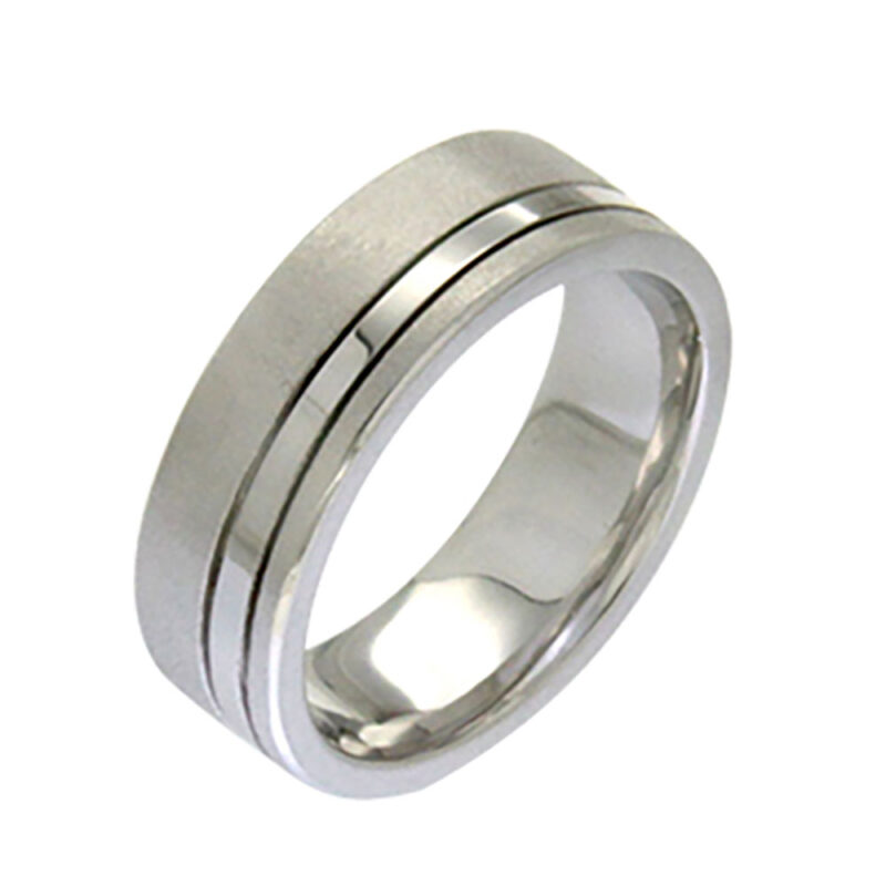 White Gold Matte and Polished Finish Ring.