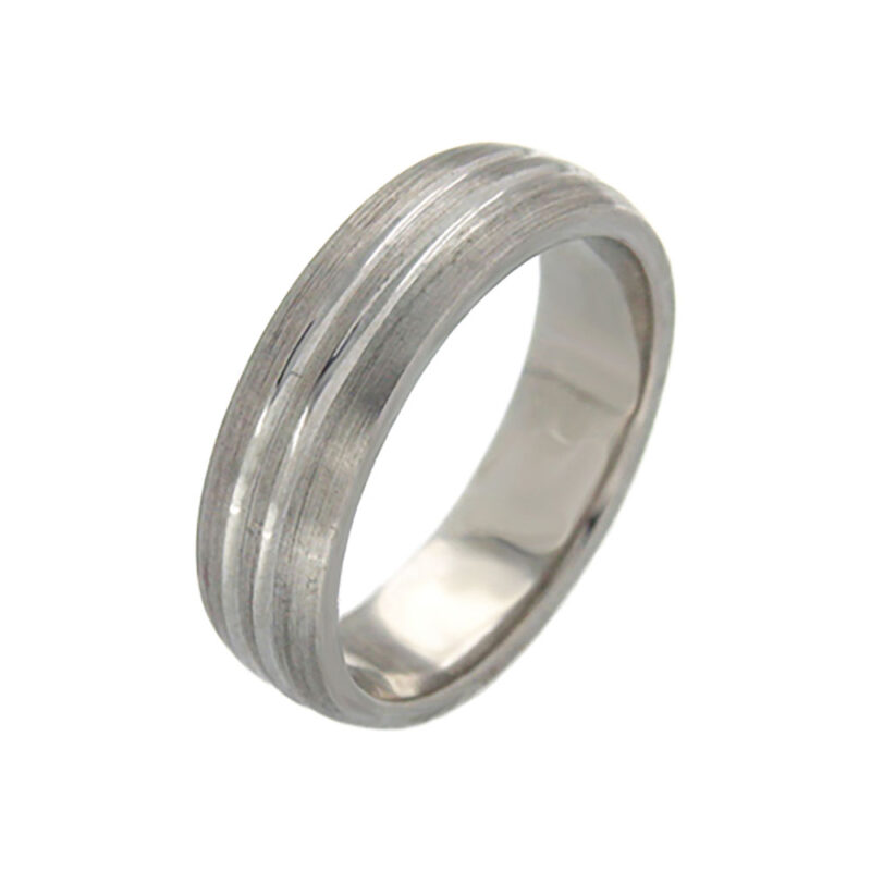 White Gold Brushed and Polished Double Trench Finish