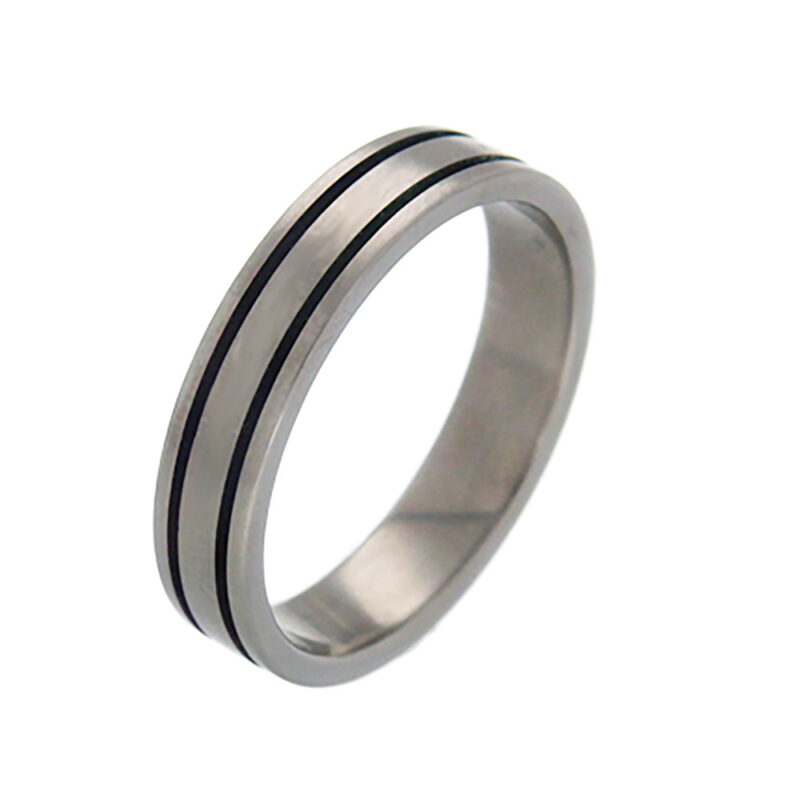 White Gold Brushed and Oxidised Double Trench Finish