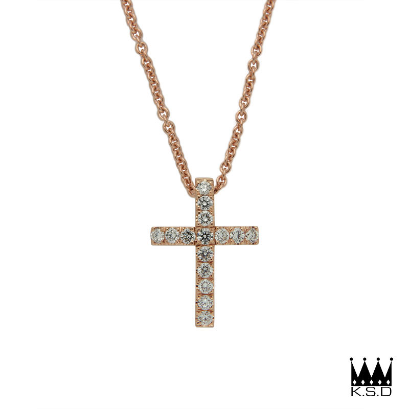 Diamond Rose Gold Cross