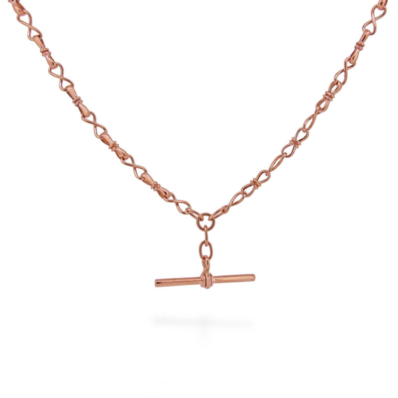 45cm 9ct Rose gold Bar Fob chain