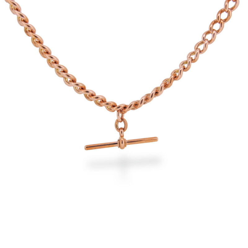 40cm 9ct Rose gold Curb Fob chain necklace