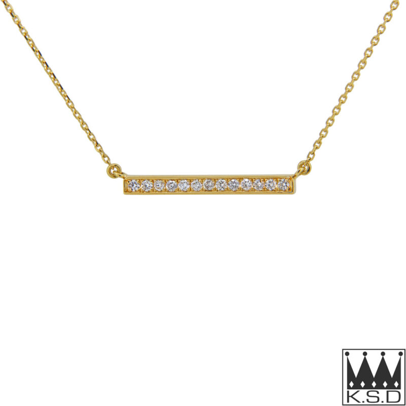 18ct Yellow Gold Diamond Set Bar Necklace
