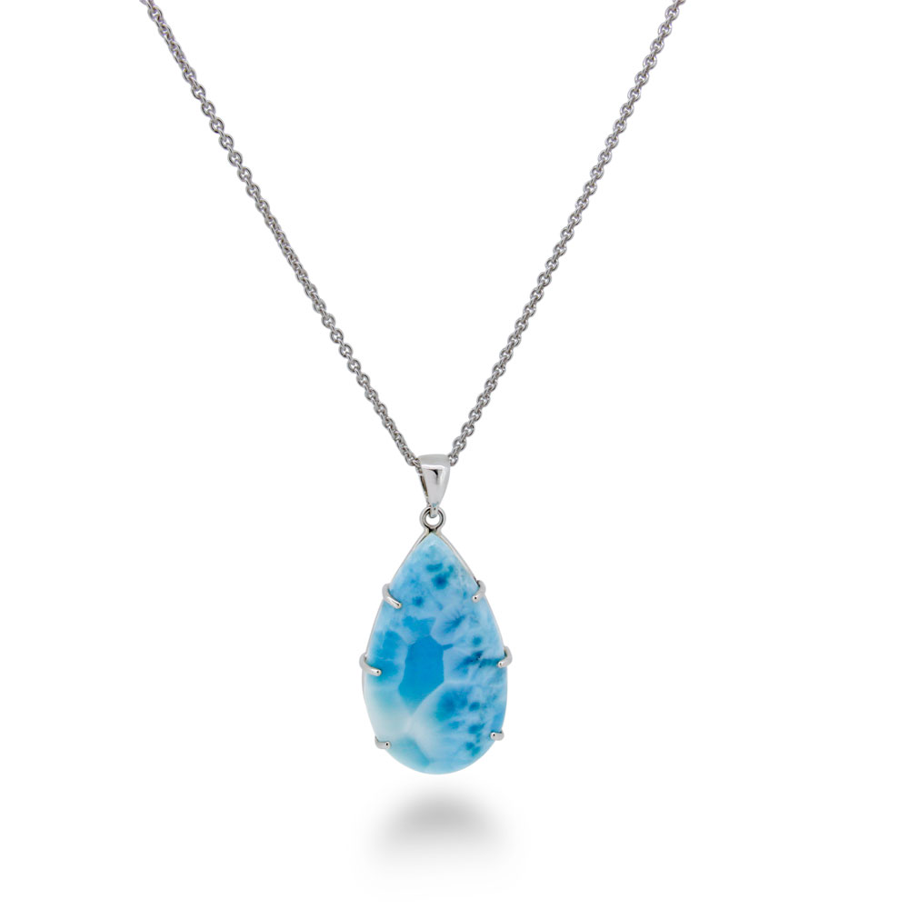 Larimar White gold pendant and chain