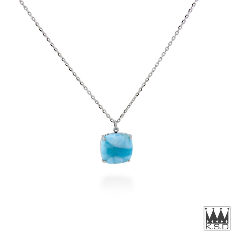 Larimar White gold pendant and chain