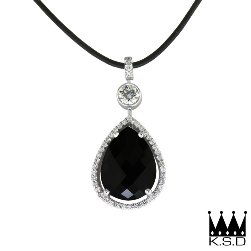 Black Spinel & Diamond Pendant