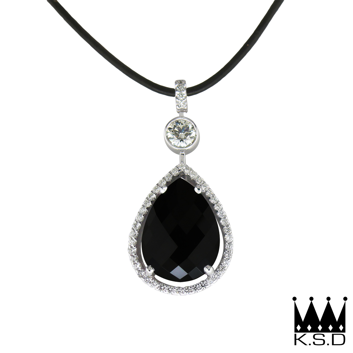 Black Spinel & Diamond Pendant