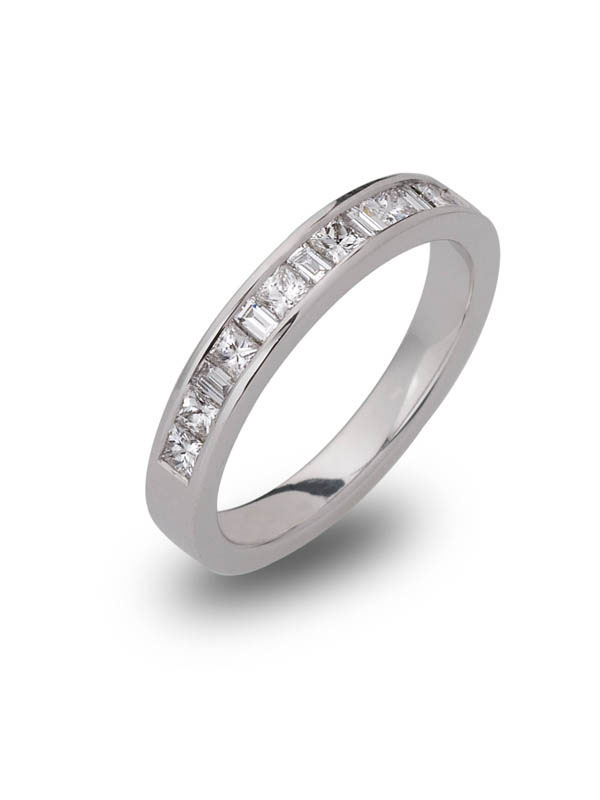 Princess and Emerald Cut Channel Set Diamond Ring