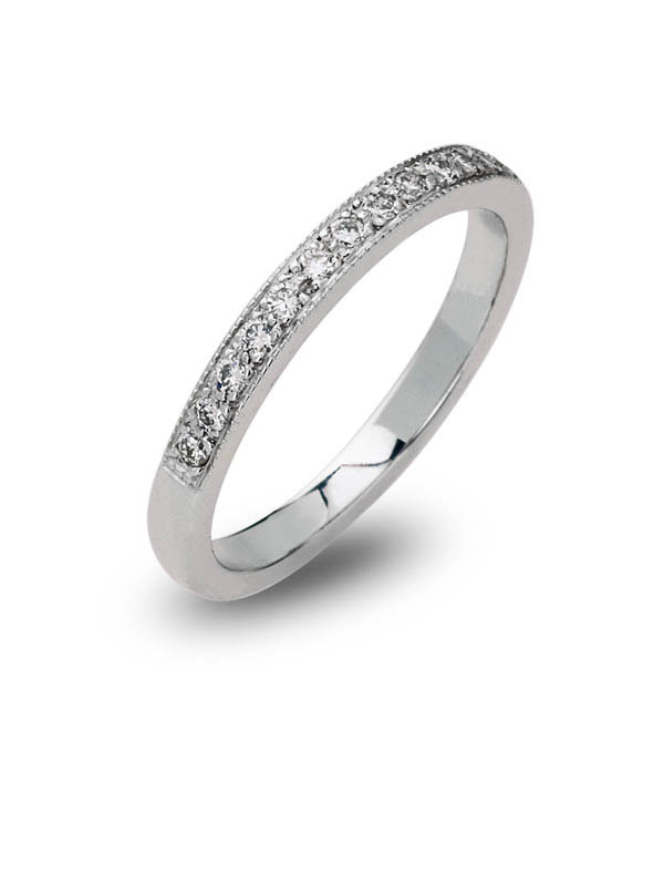 Mill Grain and Pave Set Diamond Ring