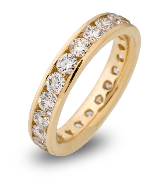 Channel Set Diamond Eternity Yellow Gold Ring