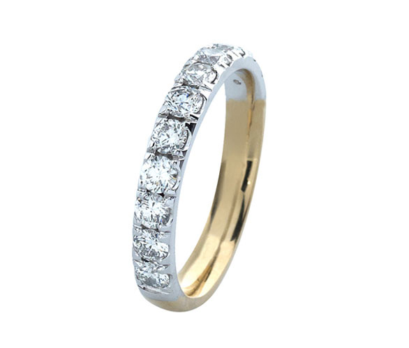 Half Eternity White and Yellow Gold Diamond Ring