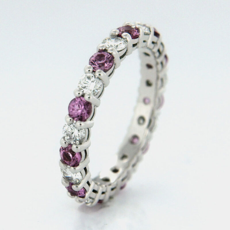 Pink Sapphire and Diamond Eternity Ring