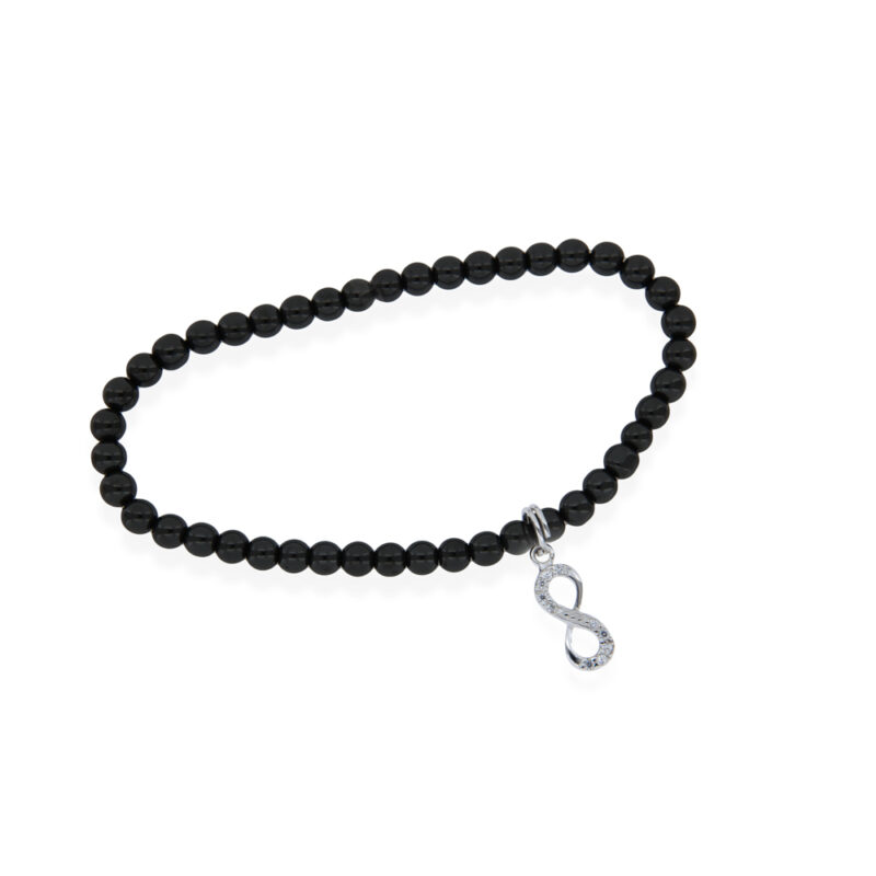 Hematite and Silver Infinity Bracelet