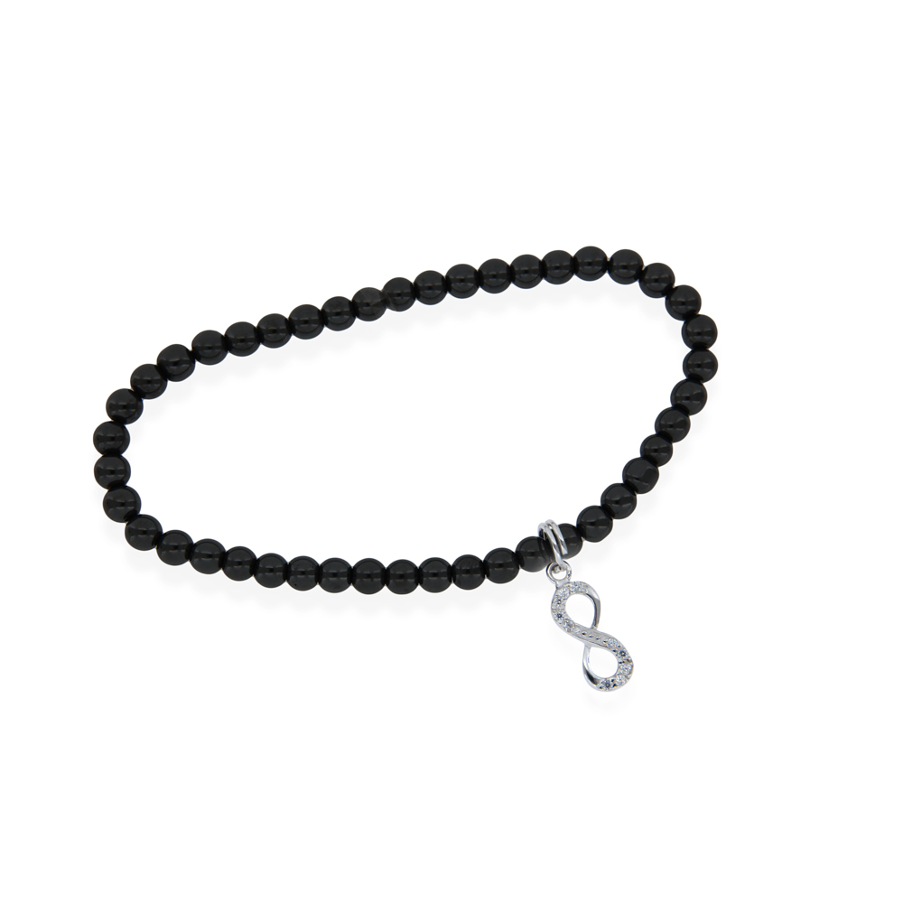 Hematite and Silver Infinity Bracelet