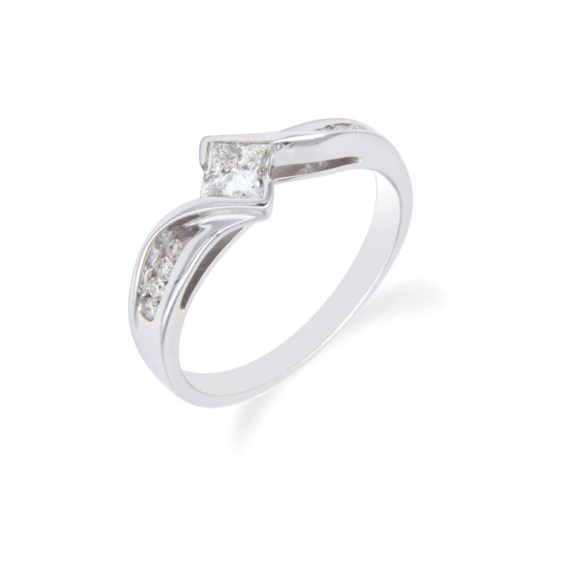 Princess Cut Diamond Set White Gold Ring