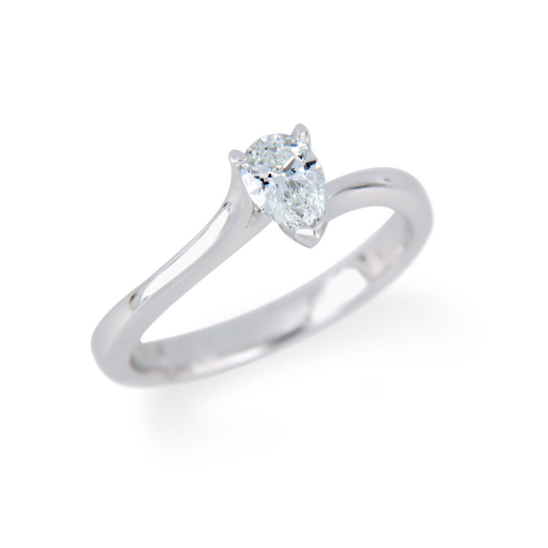 Pear Shaped Diamond Solitaire Ring