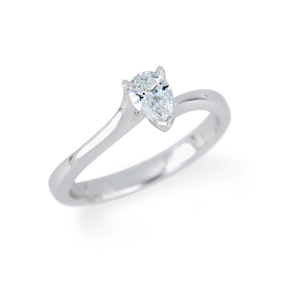 Pear Shaped Diamond Solitaire Ring