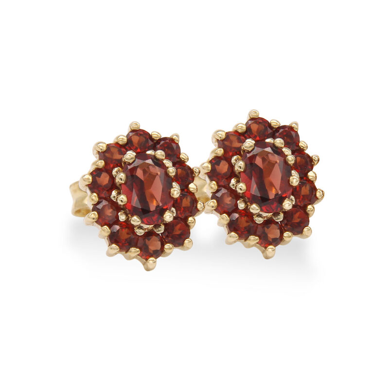 Garnet and Gold Cluster Earrings