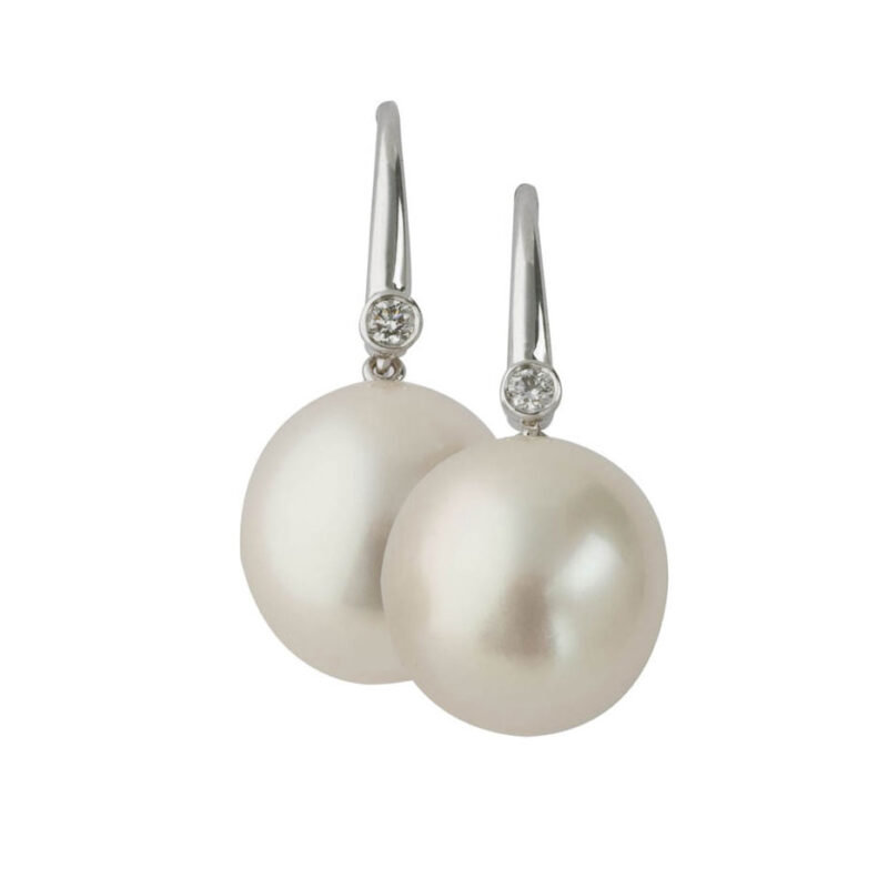 South Sea Pearl and Diamond Shepheard Hook Earrings